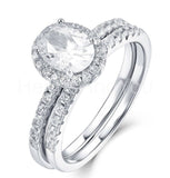 2.2ct Oval Simulated Diamond Halo Ring Half Eternity Band 14k White Gold Plated