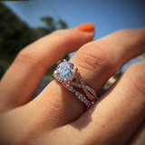 2.3ct Round Cut Diamond Engagement Ring 14k Rose Gold Finish Infinity Bridal Set
