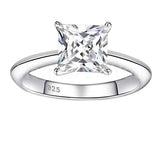 0.4ct Princess Simulated Diamond Solitaire Engagement Ring 14k White Gold Plated