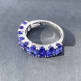 2.2ct Oval Cut Simulated Sapphire Half Eternity Wed Band 14k White Gold Plated