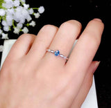 0.45ct Engagement Ring Oval Cut Blue Topaz Minimalist 14k White Gold Finish