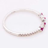 0.5ct Round Cut Simulated Pink Ruby Stackable Wedding Band 14k White Gold Plated