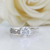 2ct Round Diamond Engagement Ring Milgrain Accent Solitaire 14k White Gold Over