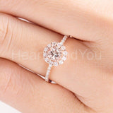 1.5ct Round Cut Simulated Peach Morganite Floral Halo Ring 14k Rose Gold Plated