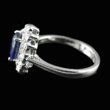 2.3ct Oval Cut Sapphire Diamond Halo Floral Engagement Ring 14k White Gold Over