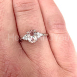 0.5ct Oval Cut Simulated Peach Morganite Petite Engage Ring 14k WhiteGold Plated