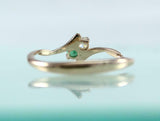 1ct Engagement Ring Round Cut Green Emerald Two Stone Bypass 14k RoseGold Finish