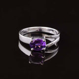0.5ct Engagement Ring Oval Cut Purple Amethyst Split Shank 14k White Gold Finish