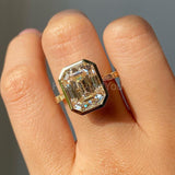 2.2ct Emerald Simulated Diamond Bezel Set Engagement Ring 14k Yellow Gold Plated