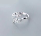 0.3ct Round Cut Moissanite Petal Bypass Engagement Ring 14k White Gold Plated