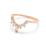 0.3ct Marquise Cut Diamond Wedding Band 14k Rose Gold Over Stackable Crown Tiara