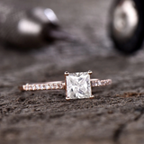 1.2ct Princess Diamond Engagement Ring Solitaire With Accents 14k Rose Gold Over