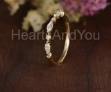 0.5ct Marquise Simulated Diamond Bezel Set Stacking Band 14k Yellow Gold Plated