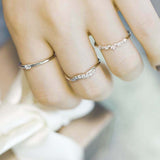 0.14ct Round Cut Diamond Wedding Band Dainty Minimalist 14k White Gold Finish