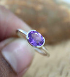 1.5ct Engagement Ring Oval Cut Purple Amethyst Solitaire 14k White Gold Finish