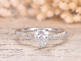 1.2ct Pear Cut Diamond Engagement Ring Accents Solitaire 14k White Gold Finish