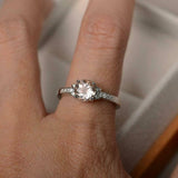 1.6ct Engagement Ring Round Cut Morganite Accents Solitaire 14k WhiteGold Finish