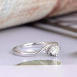 1ct Round Cut Diamond Engagement Ring Twist Swirl Solitaire 14k White Gold Over