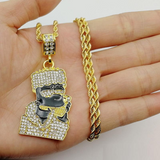 5Ct Round Cut Diamond Cartoon Character Hip Hop Pendant 14K Yellow Gold Finish
