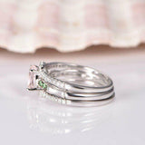 3.5ct Oval Cut Peach Morganite Trio Set Women Engagement Ring 14k WhiteGold Over