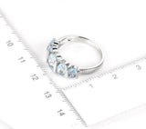 2.2ct Engagement Ring Oval Cut Blue Aquamarine Stackable 14k White Gold Finish