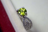 2.4ct Engagement Ring Round Cut Green Peridot Split Shank 14k White Gold Finish