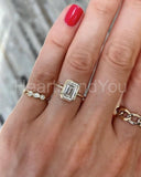 0.5ct Emerald Simulated Diamond Bezel Set Engagement Ring 14k White Gold Plated