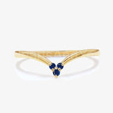 0.3ct Round Cut Simulated Sapphire Dainty Trilogy Ring 14K Yellow Gold Plated