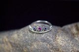 0.2ct Engagement Ring Round Pink Ruby Princess Crown Tiara 14k White Gold Finish