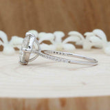 1.7ct Round Cut Diamond Engagement Ring Accents Solitaire 18k White Gold Finish