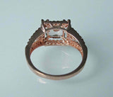 2.4ct Cushion Cut Morganite Engagement Ring Halo Split Shank 14k White Gold Over