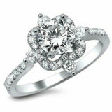 3ct Round Cut Diamond Unique Halo Design Engagement Ring 14K White Gold Finish