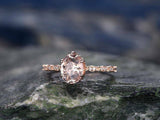 1.7ct Oval Cut Peach Morganite Diamond Accent Engagement Ring 18K Rose Gold Over