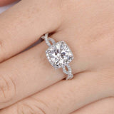 2ct Cushion Cut VVS1 Diamond Engagement Ring Twist Infinity 14k White Gold Over