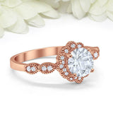 2ct Round Cut Diamond Engagement Ring Vintage Halo Art Deco 14k Rose Gold Finish