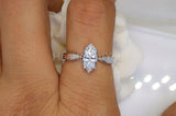 0.5ct Marquise Simulated Diamond Solitaire Engagement Ring 14k White Gold Plated