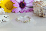0.5ct Round Cut Peridot Solitaire Trilogy Engagement Ring 14k White Gold Finish