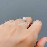 0.2ct Round Cut Simulated Accents Crown Pearl Engagement Ring Yellow Gold Plated