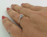 0.5ct Engagement Ring Round Cut Aquamarine Minimalist Trilogy 14k WhiteGold Over