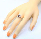 2.3ct Engagement Ring Oval Cut Red Garnet Diamond Ballerina 14k WhiteGold Finish