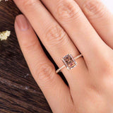 1.2ct Emerald Cut Morganite Diamond Accents Engagement Ring 14k Rose Gold Finish
