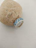 2.5ct Wedding Ring Band Oval Cut Blue Aquamarine Five Stone 14k WhiteGold Finish