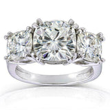 3.5ct Cushion Cut Diamond Three Stone Women Engagement Ring 14K White Gold Over