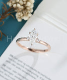 0.5ct Marquise Simulated Diamond Three Stone Engagement Ring 14k RoseGold Plated