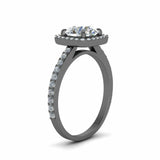 1ct Round Cut Diamond Halo Solitaire Unique Engagement Ring 14k BlackGold Finish