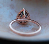 2ct Engagement Ring Pear Cut Blue Sapphire Round Accent Halo 14k RoseGold Finish