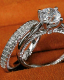 2ct Round Cut Diamond Filigree Bridal Set Engagement Ring 14k White Gold Finish