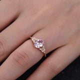 2ct Engagement Ring Oval Cut Morganite Leaf Milgrain Accents 14k Rose Gold Over