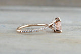 1.7ct Cushion Cut Peach Morganite Solitaire Engagement Ring 14k Rose Gold Finish