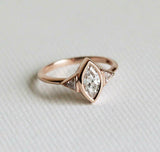 1ct Marquise Diamond Trillion Accents Trilogy Engagement Ring 14k Rose Gold Over